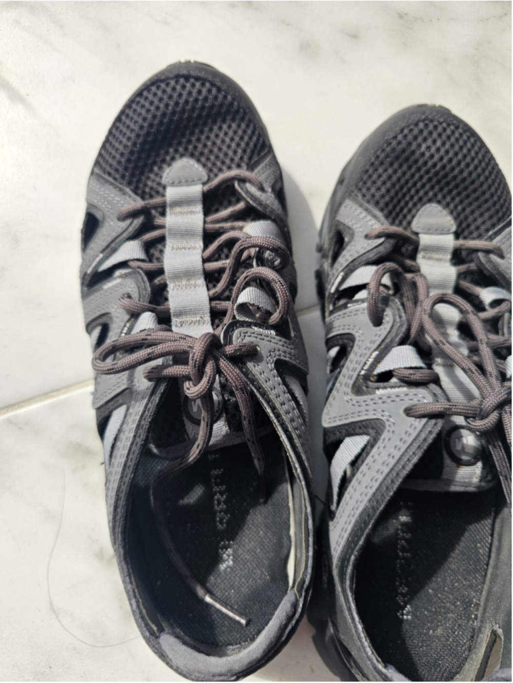 Merrell Hiking Trail Shoes Gray Black Mesh Lace Up Outdoor Walking Womens Size 7 - Picture 4 of 14